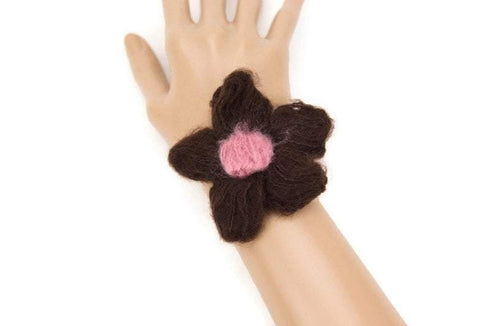 Brown and Pink Flower Knit Crochet 6 Pieces for Newborn Headbands Toddlers Accessories Doll Clothing